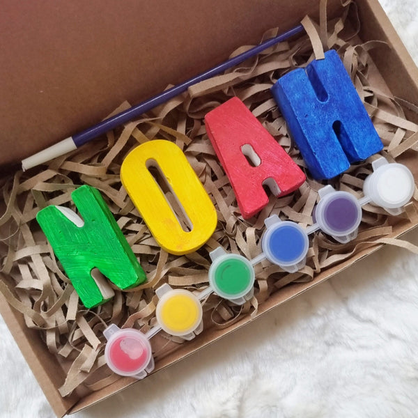 Paint your own name magnets