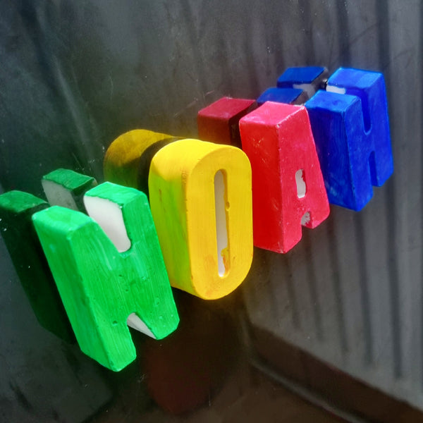 Paint your own name magnets